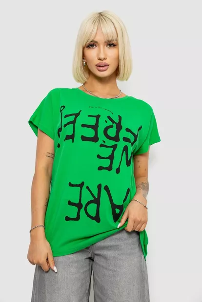 Футболка жіноча з принтом, колір зелений, 244R3003