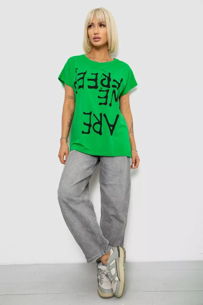 Купити Футболка жіноча з принтом, колір зелений, 244R3003 - Фото №2