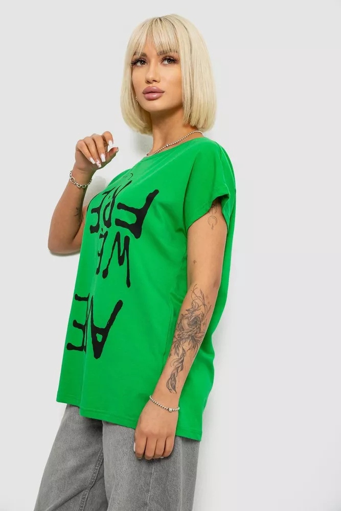 Купити Футболка жіноча з принтом, колір зелений, 244R3003 - Фото №3