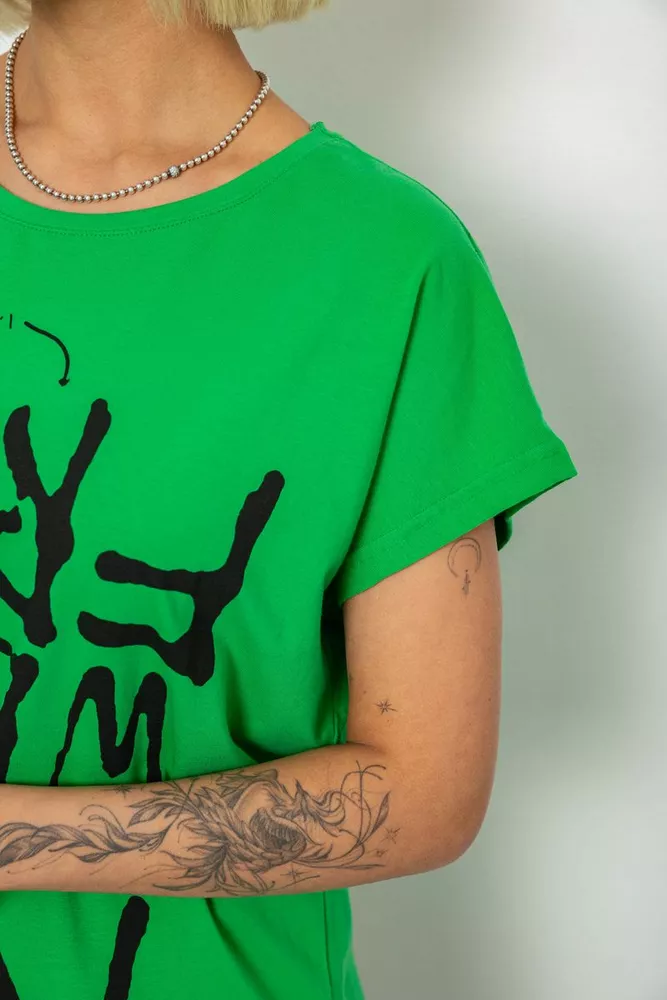Купити Футболка жіноча з принтом, колір зелений, 244R3003 - Фото №5