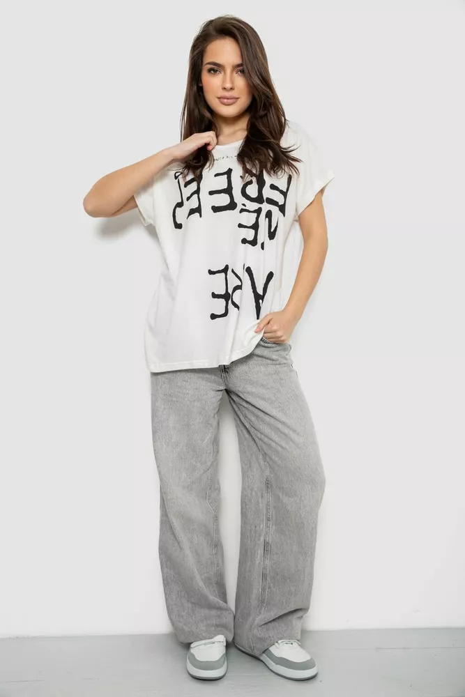 Купить Футболка женская с принтом, цвет молочный, 244R3003 оптом - Фото №2
