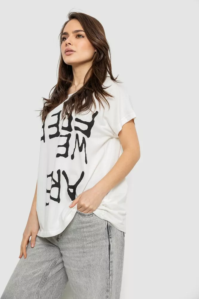 Купить Футболка женская с принтом, цвет молочный, 244R3003 оптом - Фото №3