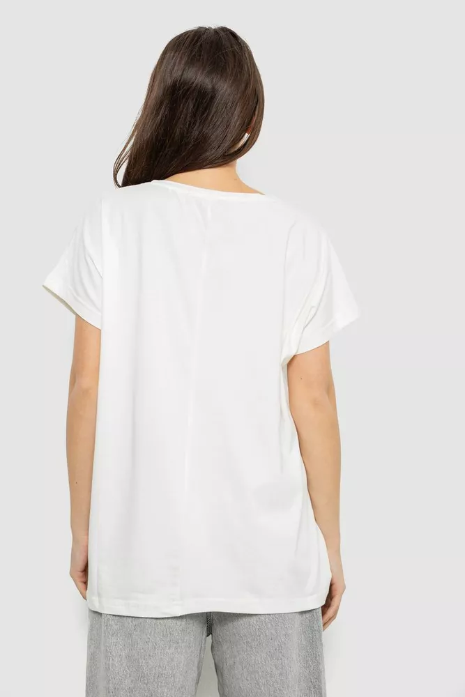 Купить Футболка женская с принтом, цвет молочный, 244R3003 оптом - Фото №4