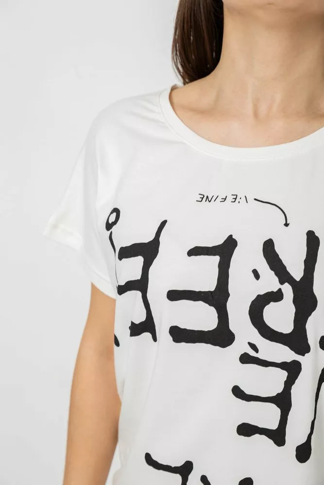 Купить Футболка женская с принтом, цвет молочный, 244R3003 оптом - Фото №5