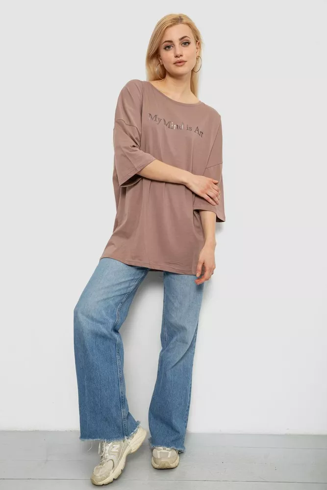 Купити Футболка жіноча з принтом, колір мокко, 244R3015 - Фото №2
