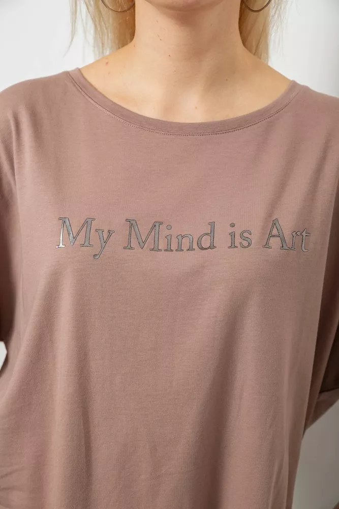 Купити Футболка жіноча з принтом, колір мокко, 244R3015 - Фото №5