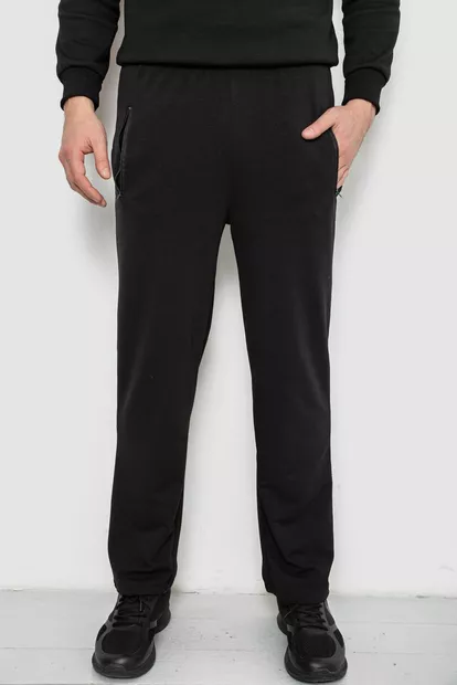 Спортивні штани чоловічі однотонні, колір чорний, 244R41277