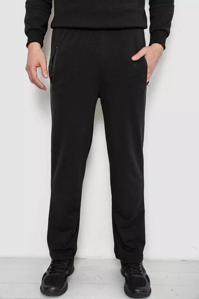 Купити Спортивні штани чоловічі однотонні, колір чорний, 244R41277 - Фото №1