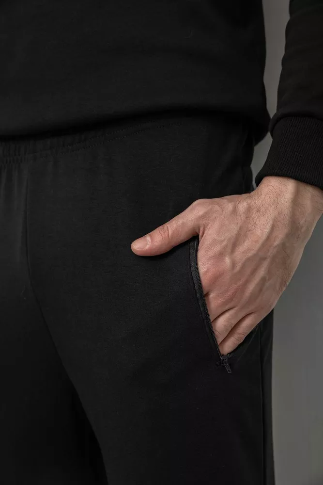 Купити Спортивні штани чоловічі однотонні, колір чорний, 244R41277 - Фото №5