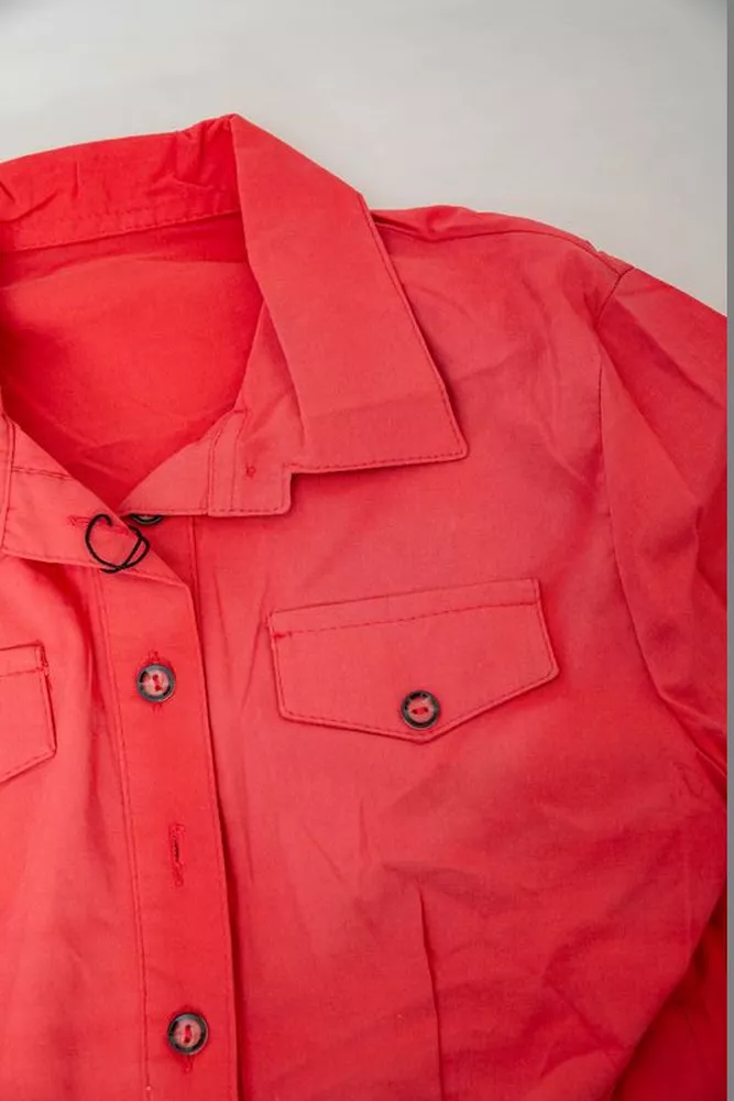 Купити Сорочка жіноча однотонна  -уцінка, колір кораловий, 230R068-U-44 - Фото №6