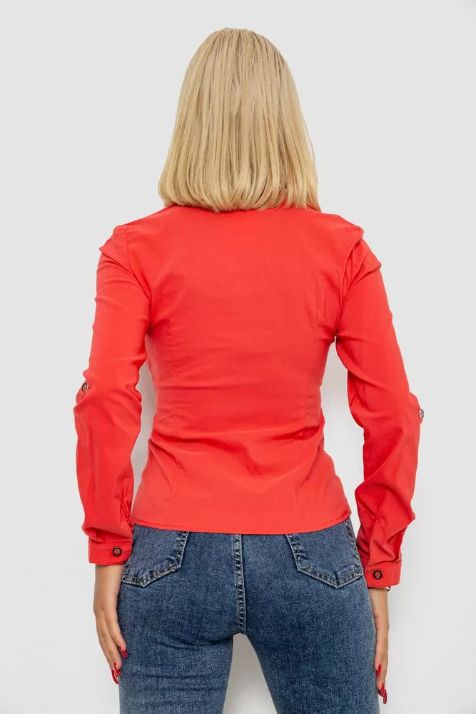 Купити Сорочка жіноча однотонна  -уцінка, колір кораловий, 230R068-U-46 - Фото №4