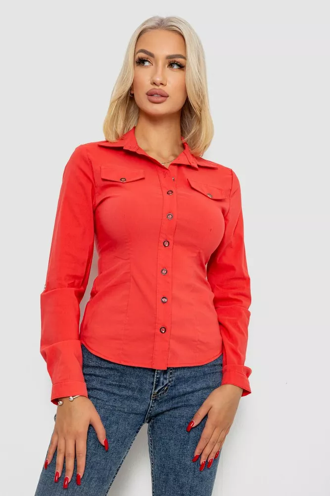 Купити Сорочка жіноча однотонна  -уцінка, колір кораловий, 230R068-U-47 оптом - Фото №1