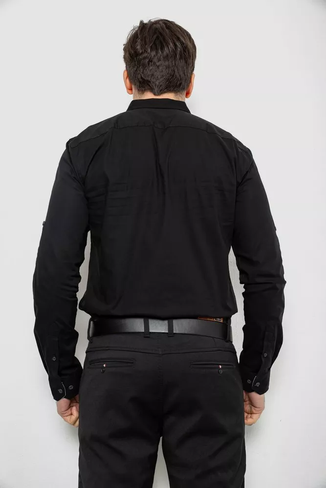 Купити Сорочка чоловіча однотонна, колір чорний, 186R2072 - Фото №4