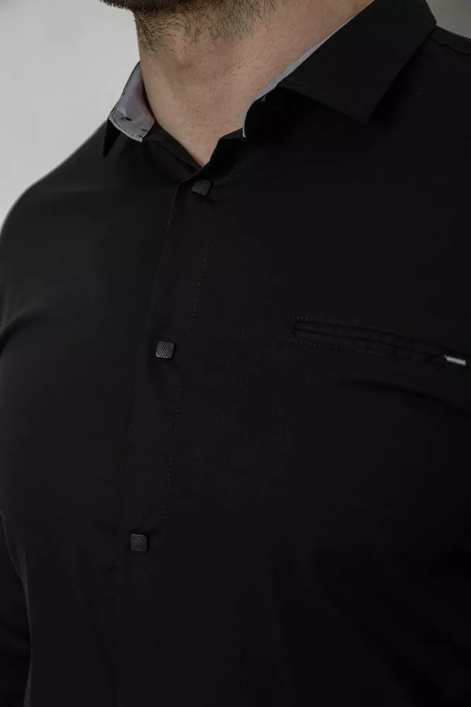Купити Сорочка чоловіча однотонна, колір чорний, 186R2072 - Фото №5