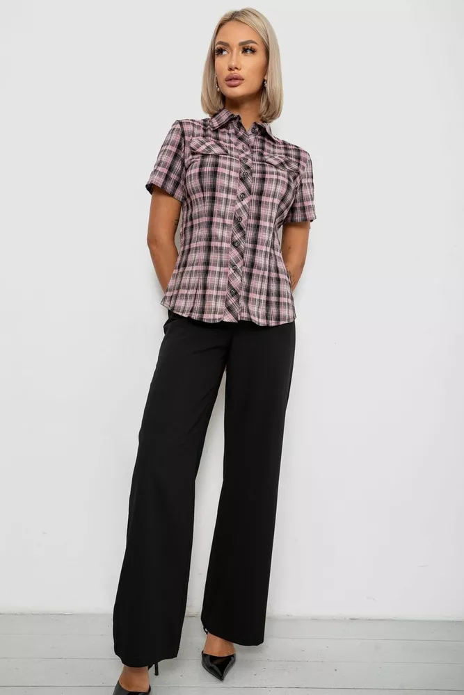 Купить Рубашка женская в клетку  -уценка, цвет пудровый, 230R065-U-18 оптом - Фото №2