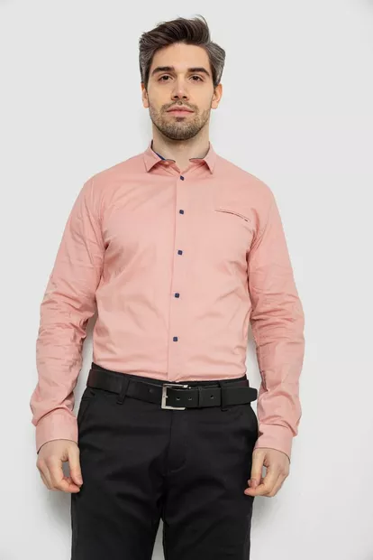 Сорочка чоловіча однотонна, колір пудровий, 186R2072