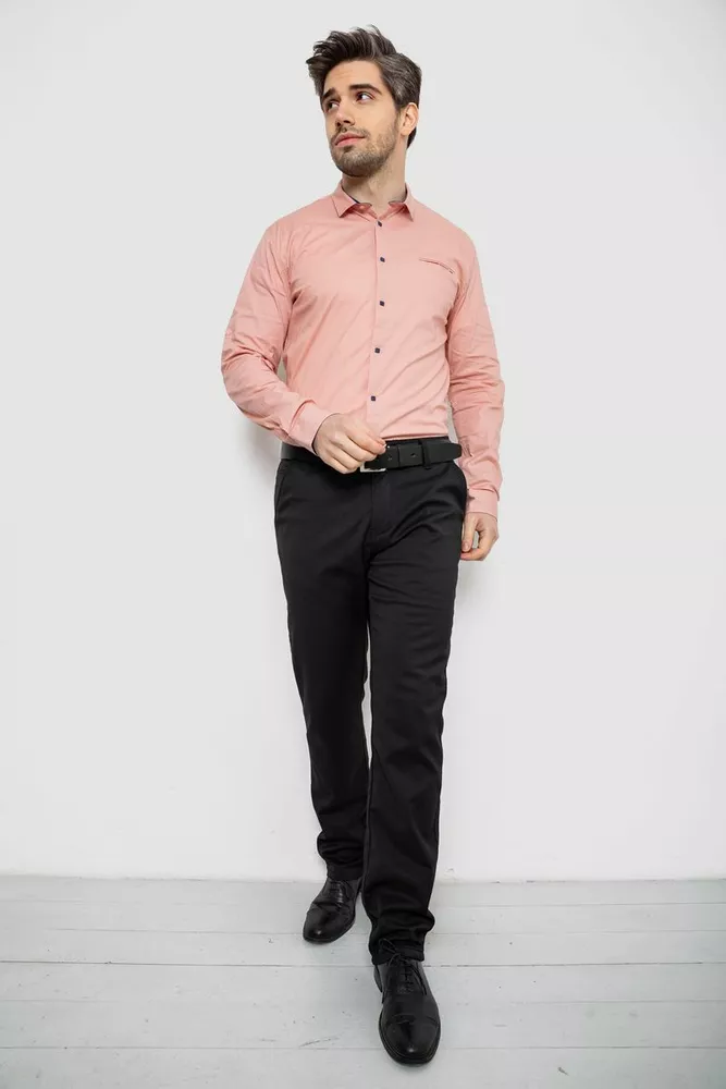 Купить Рубашка мужская однотонная, цвет пудровый, 186R2072 - Фото №2
