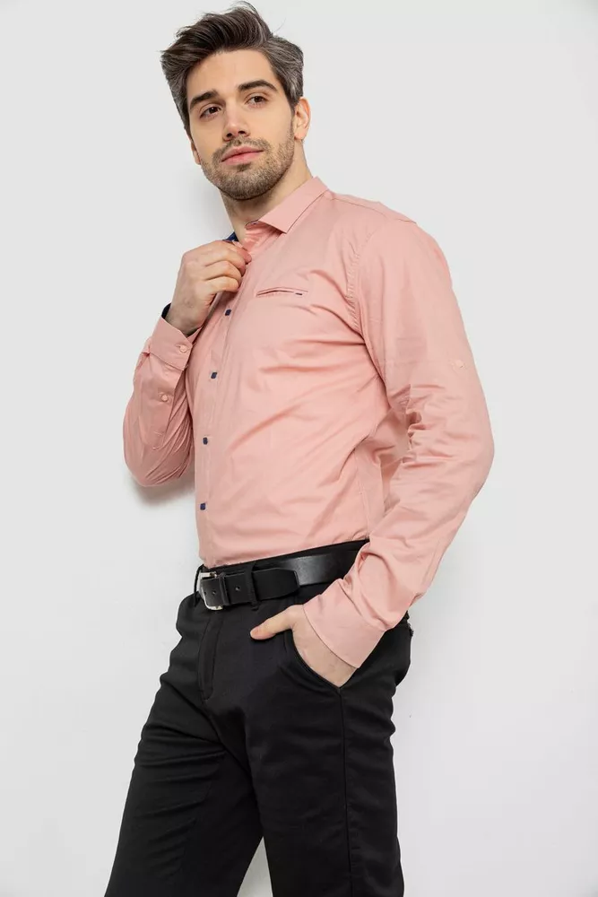 Купить Рубашка мужская однотонная, цвет пудровый, 186R2072 - Фото №3