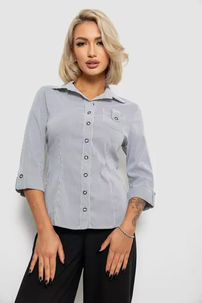 Сорочка класична в смужку, колір сіро-білий, 230R645-1