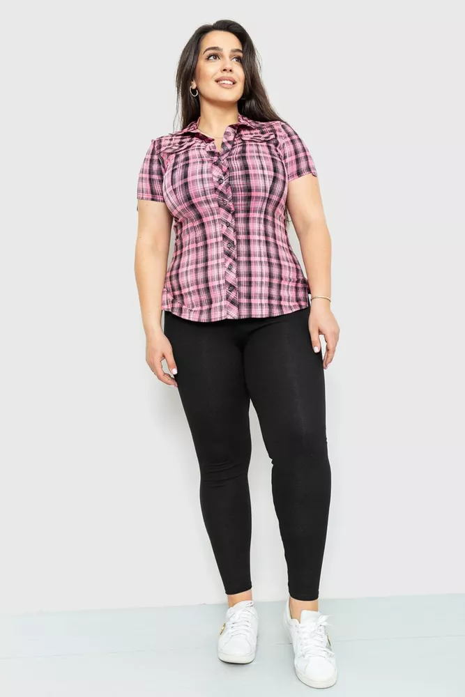 Купити Сорочка жіноча в клітинку  -уцінка, колір рожево-сірий, 230R065-U-20 - Фото №2