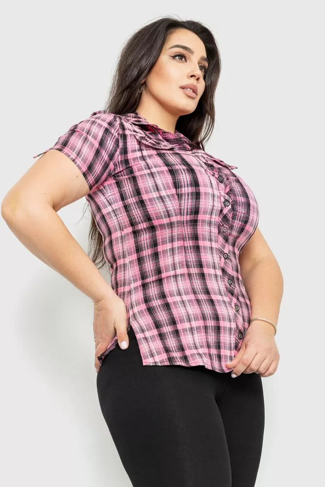 Купити Сорочка жіноча в клітинку  -уцінка, колір рожево-сірий, 230R065-U-20 - Фото №3