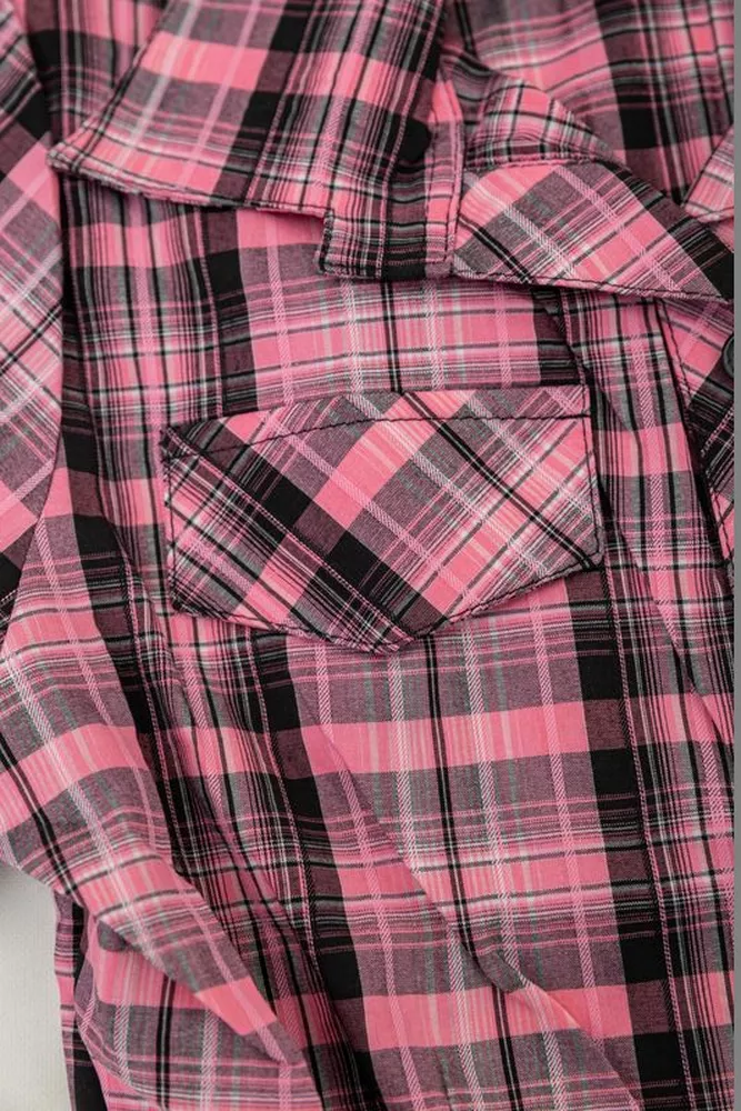 Купити Сорочка жіноча в клітинку  -уцінка, колір рожево-сірий, 230R065-U-20 - Фото №7