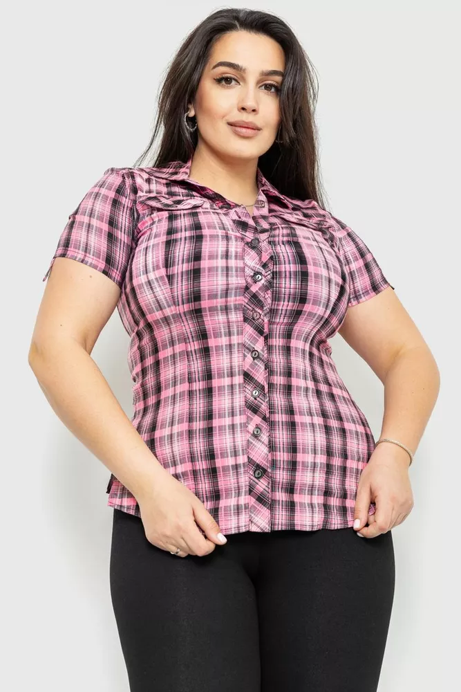 Купити Сорочка жіноча в клітинку  -уцінка, колір рожево-сірий, 230R065-U-20 - Фото №1