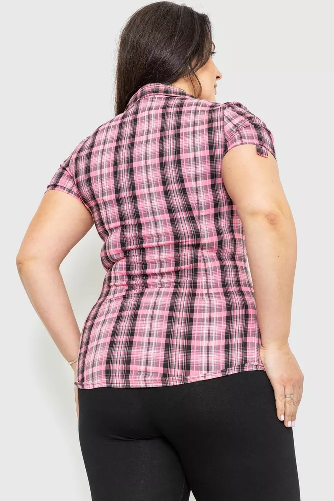 Купить Рубашка женская в клетку  -уценка, цвет розово-серый, 230R065-U-21 - Фото №4