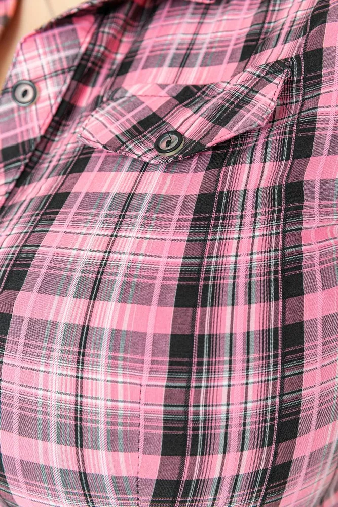 Купить Рубашка женская в клетку  -уценка, цвет розово-серый, 230R065-U-21 - Фото №5