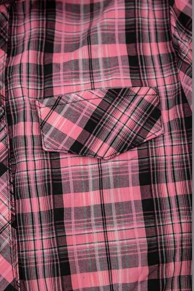 Купить Рубашка женская в клетку  -уценка, цвет розово-серый, 230R065-U-21 - Фото №7
