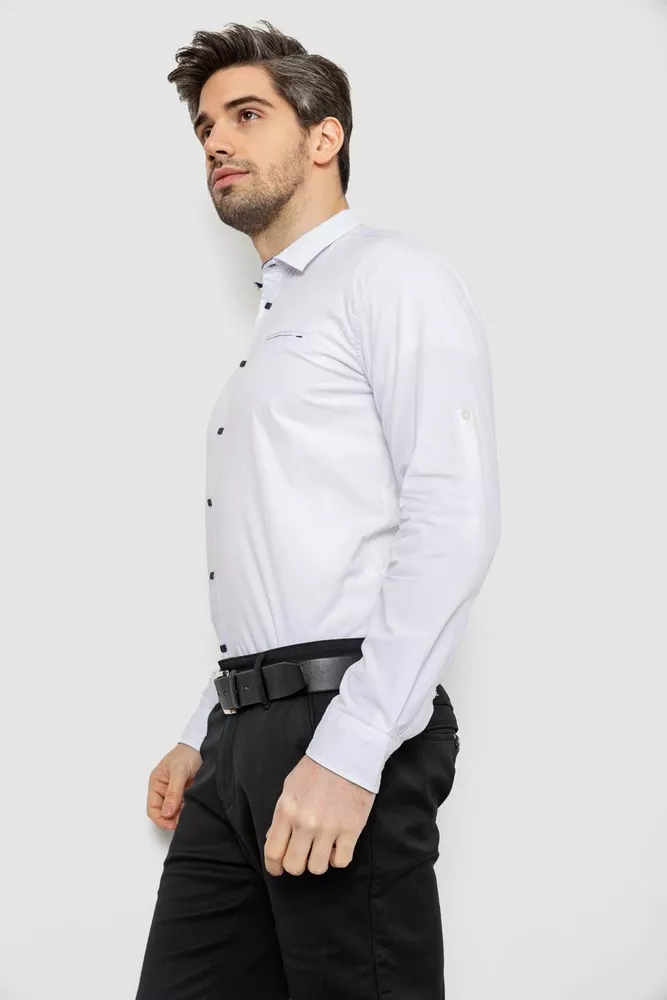 Купить Рубашка мужская однотонная, цвет белый, 186R2072 - Фото №3