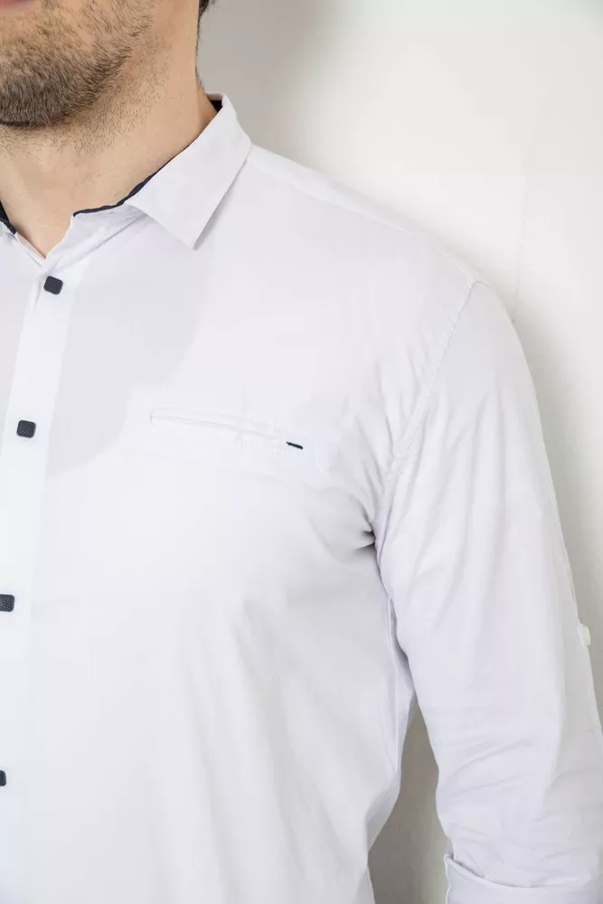 Купить Рубашка мужская однотонная, цвет белый, 186R2072 - Фото №5