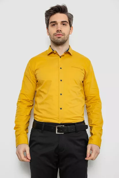 Рубашка мужская однотонная, цвет горчичный, 186R2072