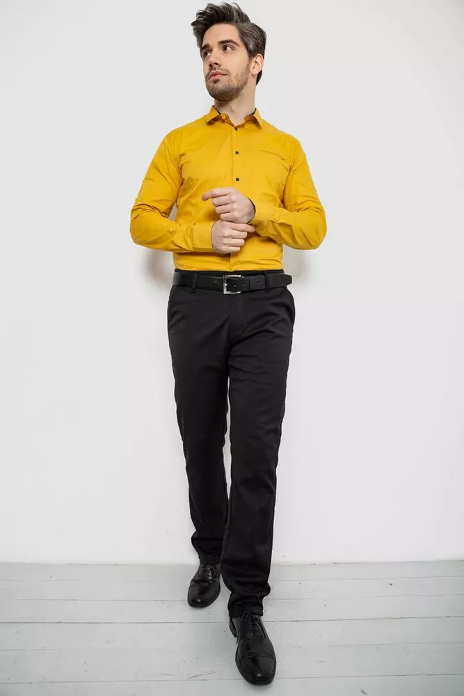 Купить Рубашка мужская однотонная, цвет горчичный, 186R2072 - Фото №2