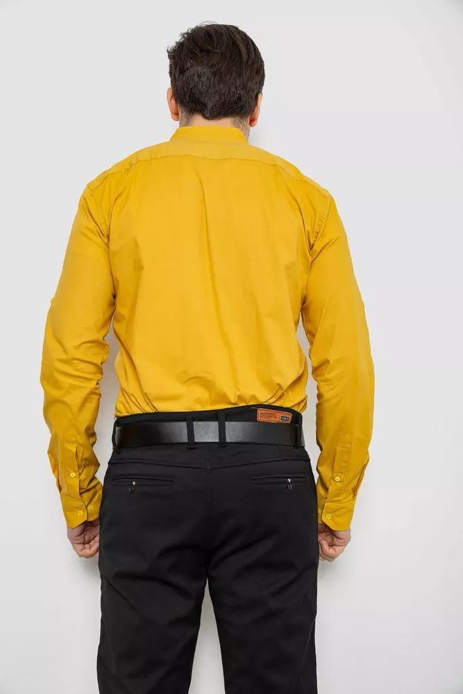 Купить Рубашка мужская однотонная, цвет горчичный, 186R2072 - Фото №4