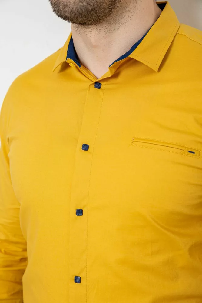 Купить Рубашка мужская однотонная, цвет горчичный, 186R2072 - Фото №5