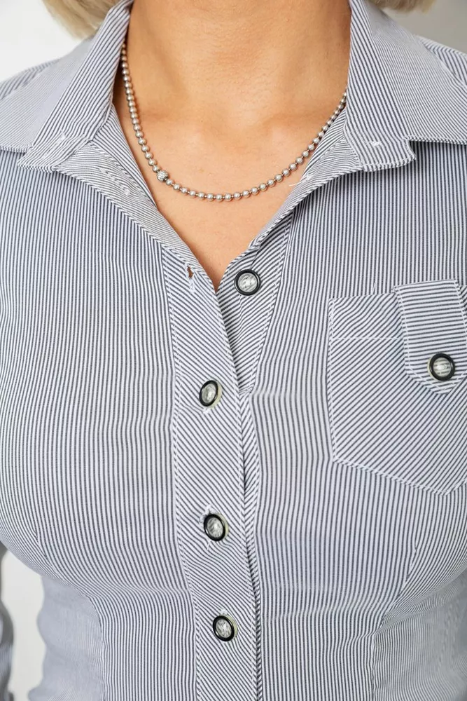 Купити Сорочка класична в смужку, колір сірий, 230R645-1 - Фото №5