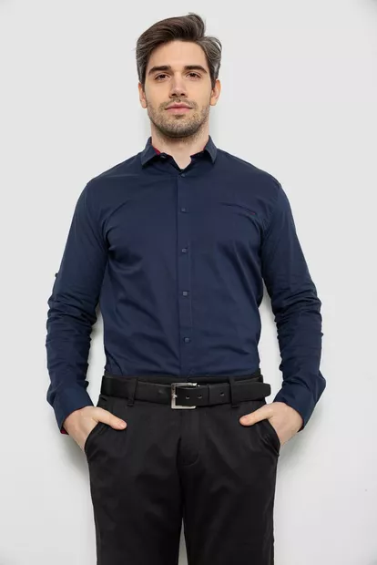Сорочка чоловіча однотонна, колір синій, 186R2072