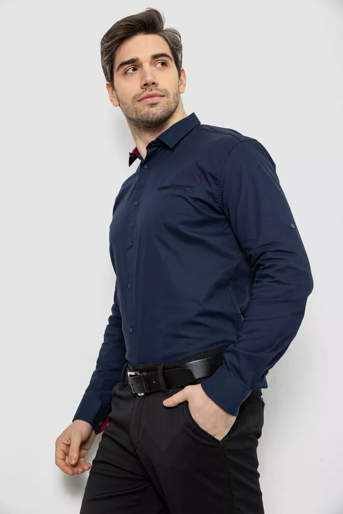 Купити Сорочка чоловіча однотонна, колір синій, 186R2072 - Фото №3