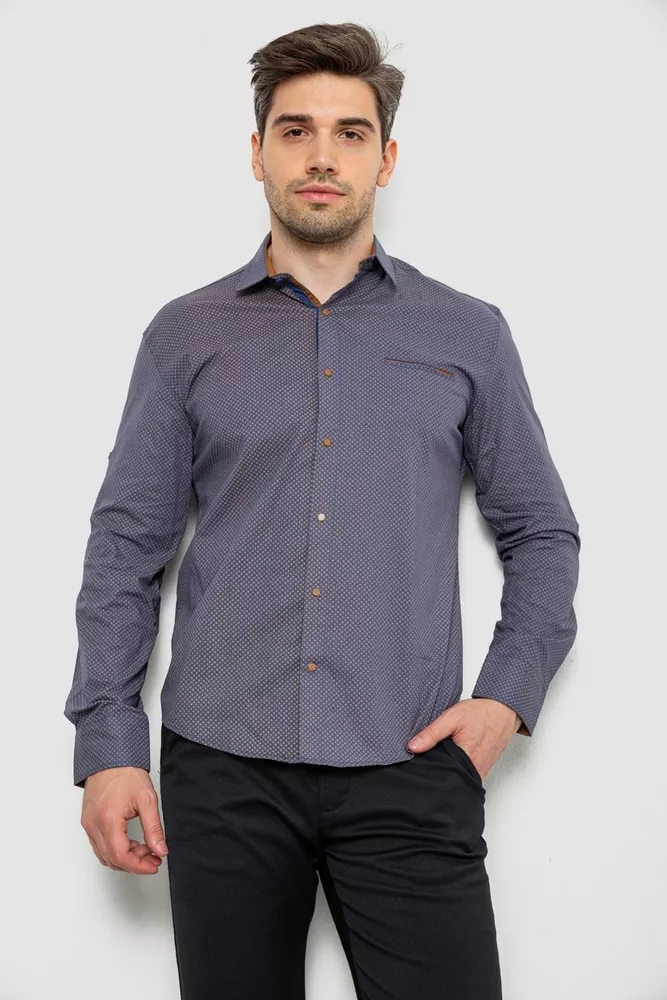 Купить Рубашка мужская с принтом, цвет синий, 214R7044 - Фото №2