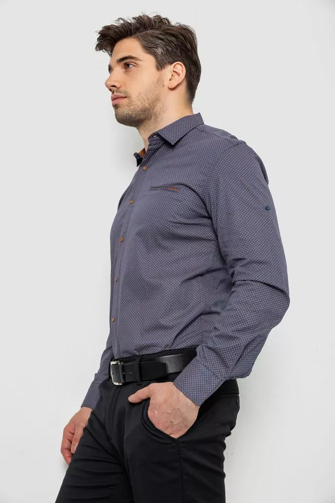 Купить Рубашка мужская с принтом, цвет синий, 214R7044 - Фото №4