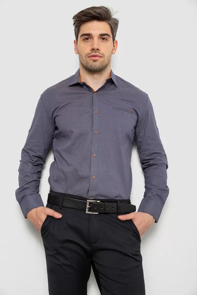 Купить Рубашка мужская с принтом, цвет синий, 214R7044 - Фото №1