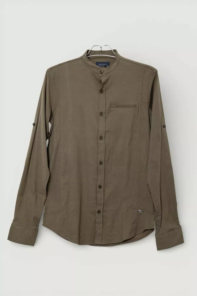 Купити Сорочка чоловіча однотонна, колір хакі, 186R6919 - Фото №1