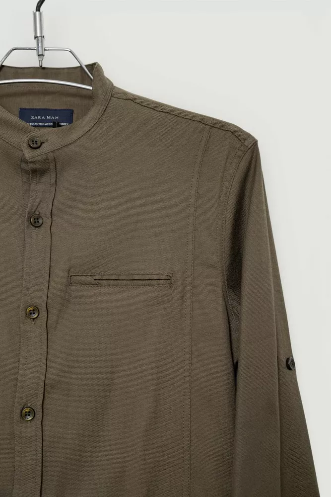Купити Сорочка чоловіча однотонна, колір хакі, 186R6919 - Фото №2