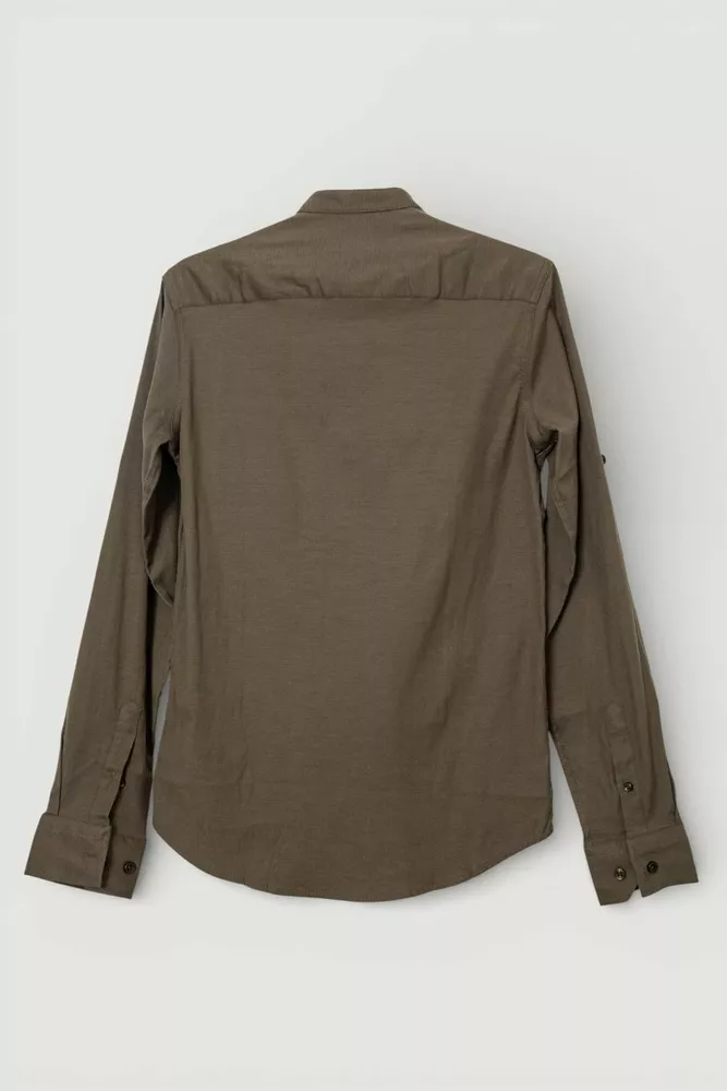 Купити Сорочка чоловіча однотонна, колір хакі, 186R6919 - Фото №3