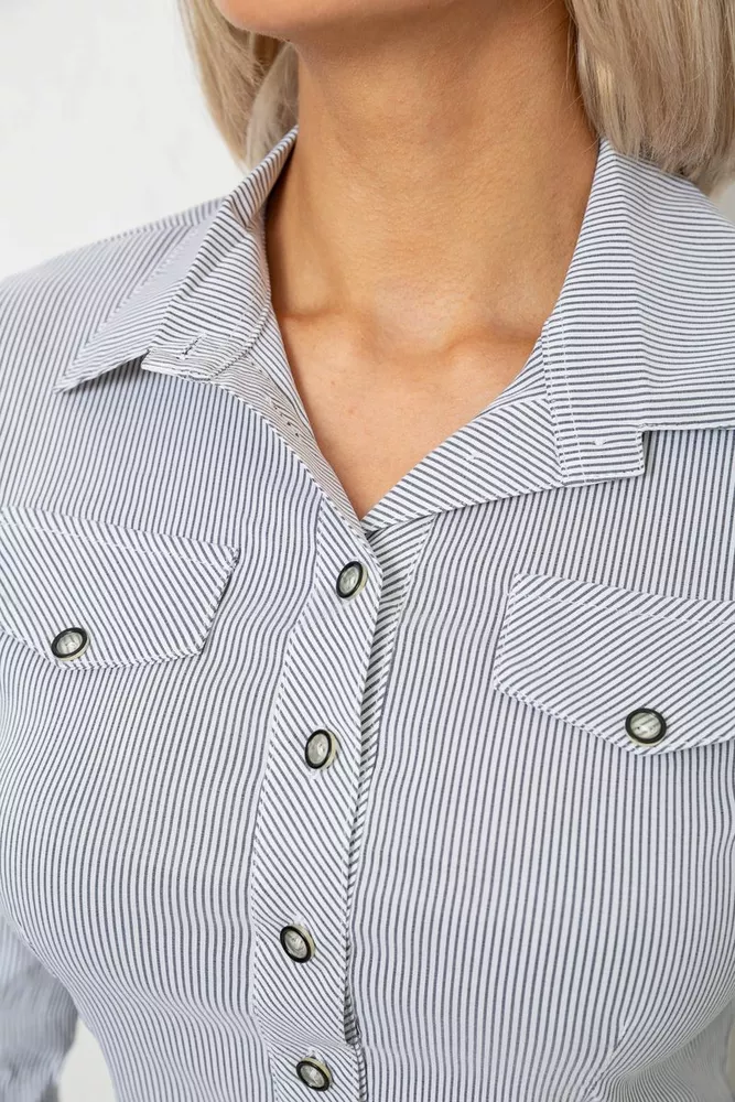 Купить Рубашка классическая в полоску, цвет бело-серый, 230R643-1 - Фото №5