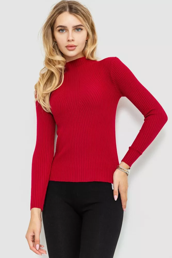 Купити Гольф жіночий однотонний, колір бордовий, 204R016 - Фото №1