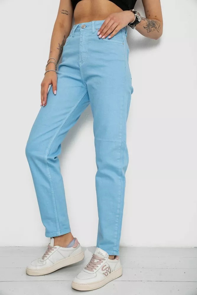 Купити Джинси жіночі Mom's, колір блакитний, 182R1042 оптом - Фото №3