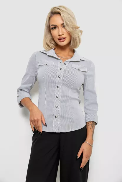 Сорочка класична в смужку, колір світло-сірий, 230R643-1