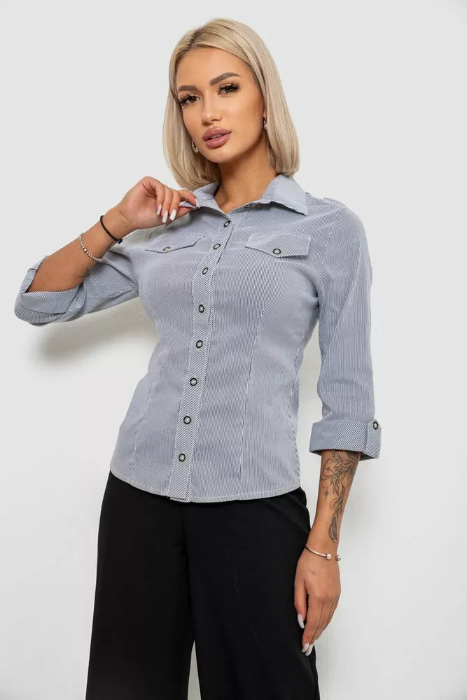 Купить Рубашка классическая в полоску, цвет серый, 230R643-1 - Фото №3